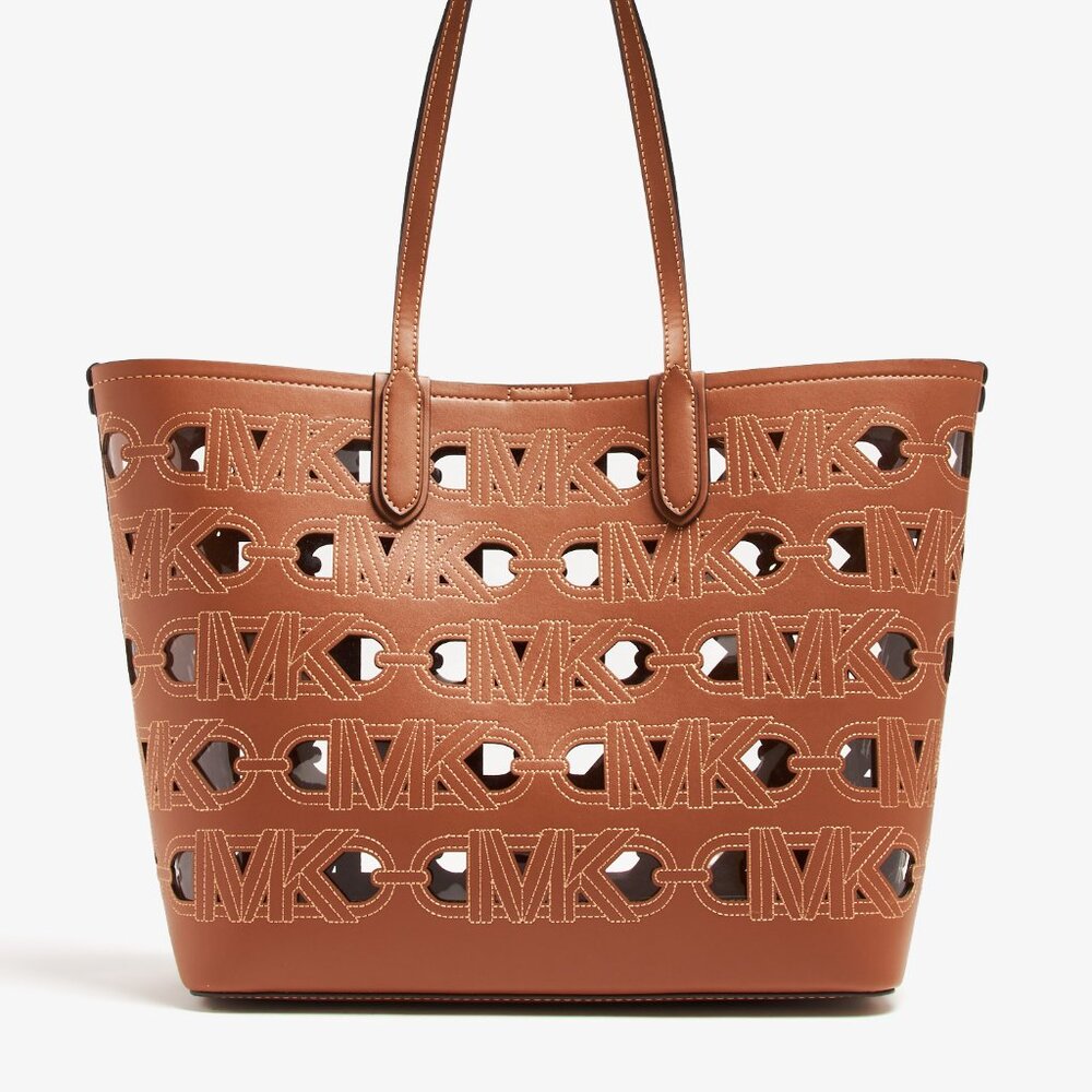 Michael Kors Eliza Large E/W Open Tote Bag in Luggage #30S4SZAT7P NWT